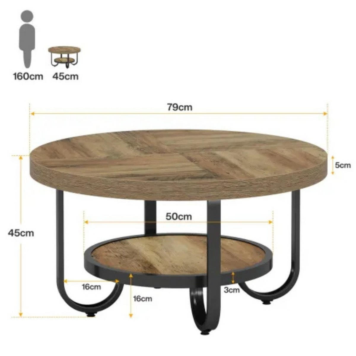 COUCHTISCH Schwarz-Braun 80/80/45 cm - Schwarz, Holzwerkstoff (80/80/45cm) - PANGIVO