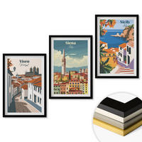 WANDBILDER 3er-Set - 40x60 cm Schwarzer Rahmen - Retro-Illustrationen von Weltstädten - Schwarz, Kunststoff (40/60cm) - ArtPrintCave