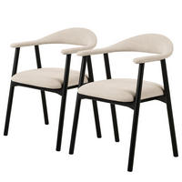 ARMLEHNENSTUHL - 2er-Set - Creme/Schwarz, Holz/Textil (56/76/54cm) - home24