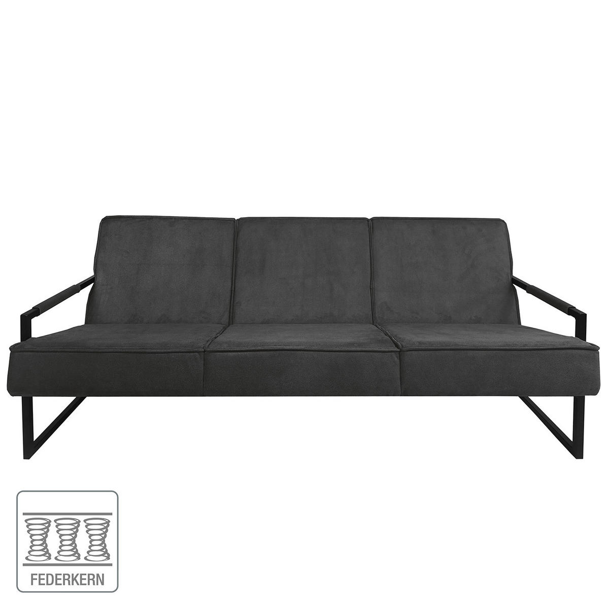 3-SITZER SOFA - Strukturstoff - Dunkelgrau, Textil (185/74/82cm) - home24