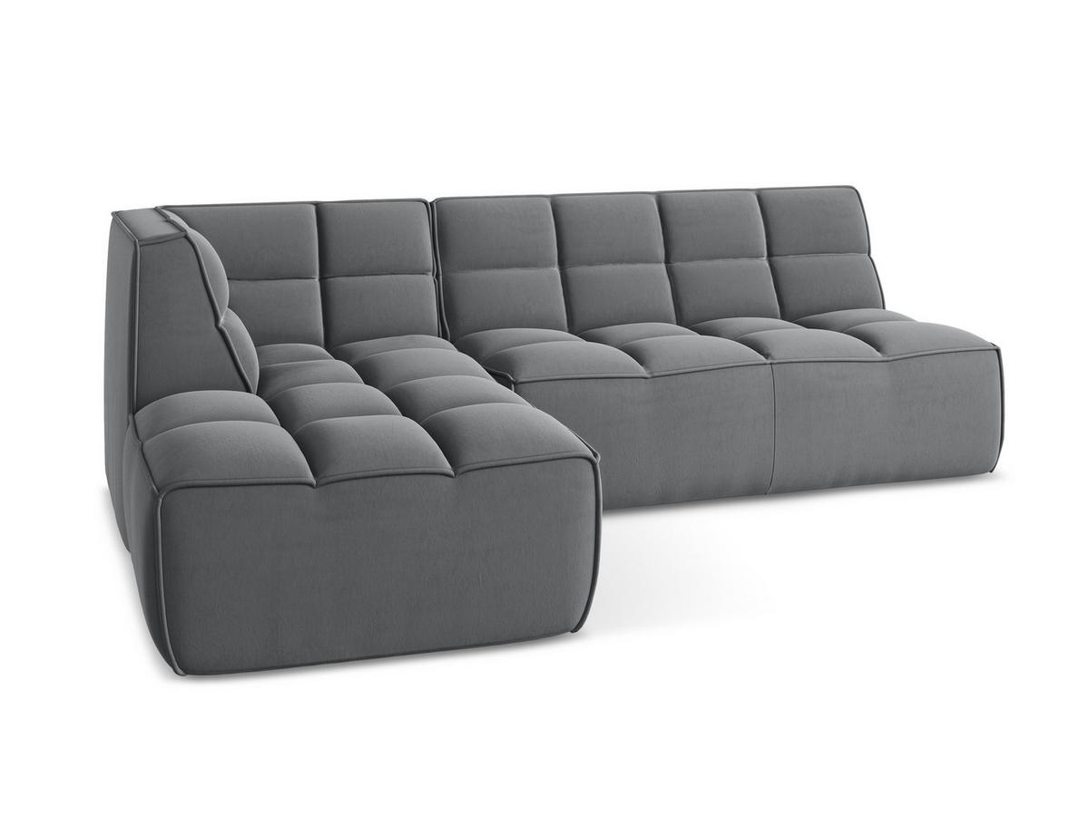 ECKSOFA Beidseitig Samt Stoff Grau - Dunkelgrau/Schwarz, Kunststoff/Textil (258/178cm) - Makamii