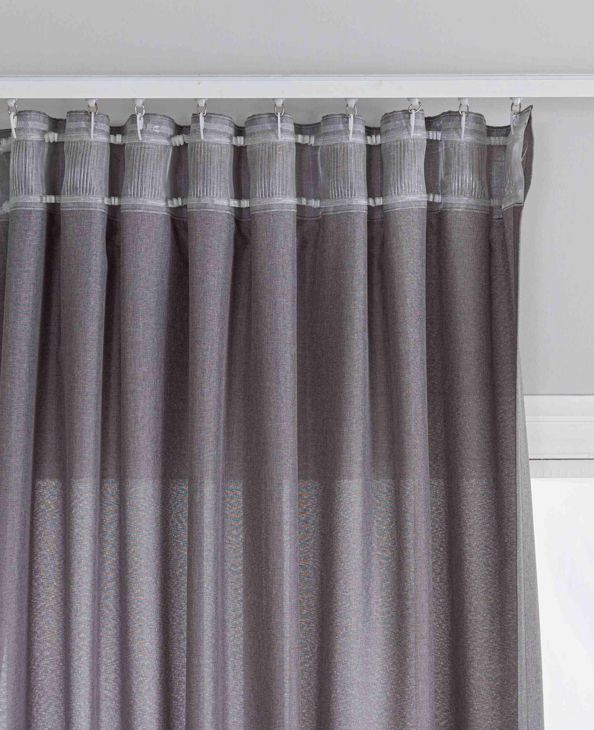 GARDINE Wellenvorhang Wien 245x145 cm Grau - Grau, Textil (145/245cm) - Gardinenbox