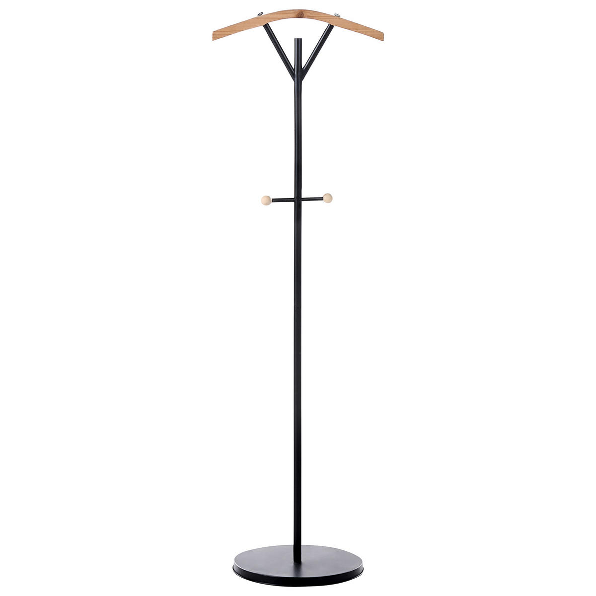 VĚŠÁK NA OBLEČENÍ Černý Thompson - světle hnědá, kov (40/130/30cm) - Beliani