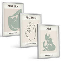 BILDER SET 3er Set - 40x60 cm Silberner Rahmen - Abstrakte Pastellfiguren - Silberfarben, Kunststoff (40/60cm) - TULUP