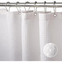 DUSCHVORHANG Weiß Waffelstruktur dick Polyester schimmelresistent wasserdicht mit Ringen - Weiß, Textil (200/0.5cm) - MCBOSON