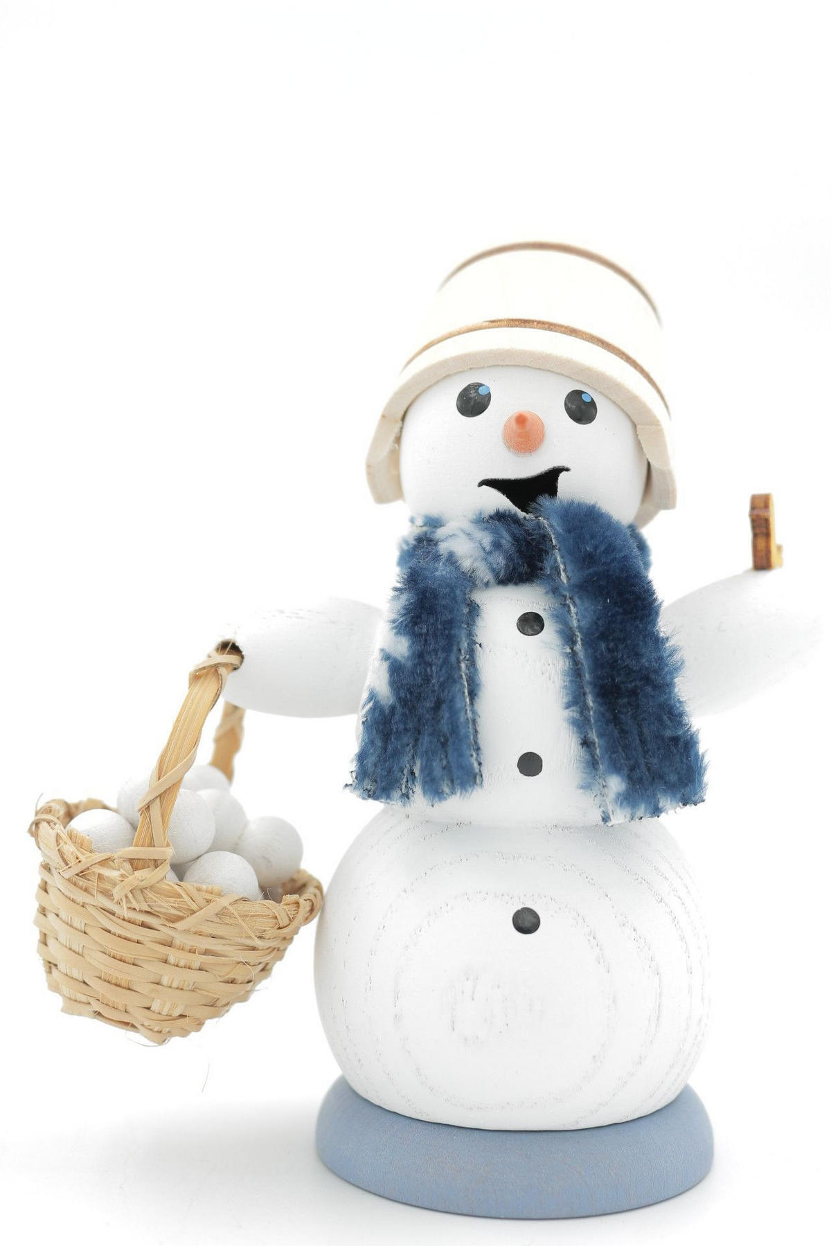 RAUCHFIGUR Schneemann mit Schneeballkorb 13 cm - Multicolor, Holz (6/13/10cm)