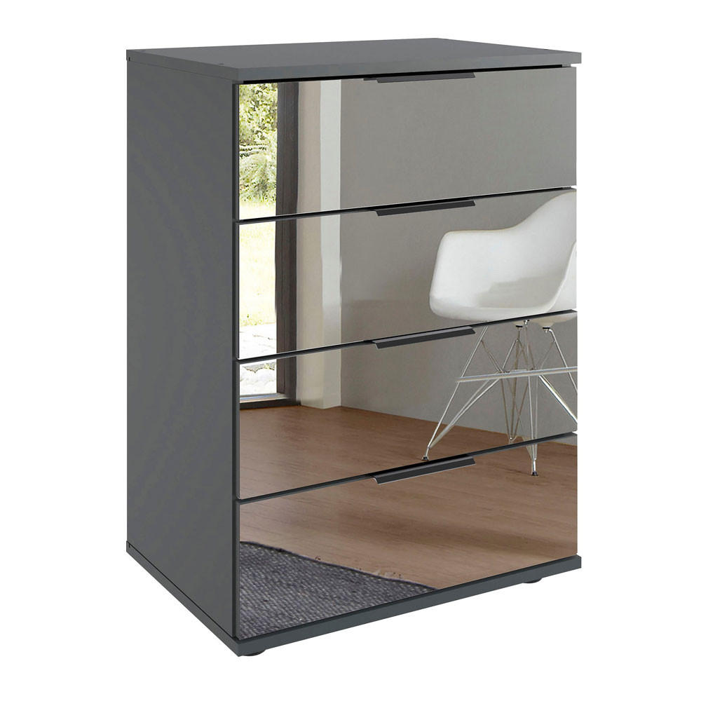 NACHTKONSOLE Saigon graphit / Spiegel 46 / 38 / 74cm - Graphitfarben/Grau, Holz/Holzwerkstoff (46/74/38cm) - Wimex