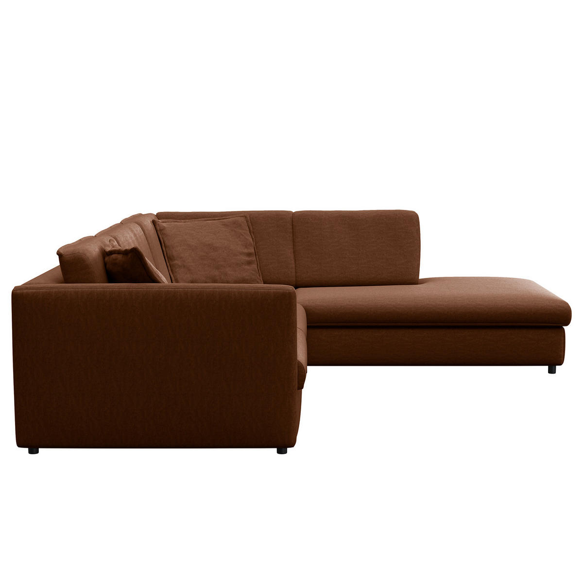 ECKSOFA mit Ottomane - Schwarz/Braun, Kunststoff/Textil (328/272cm) - home24