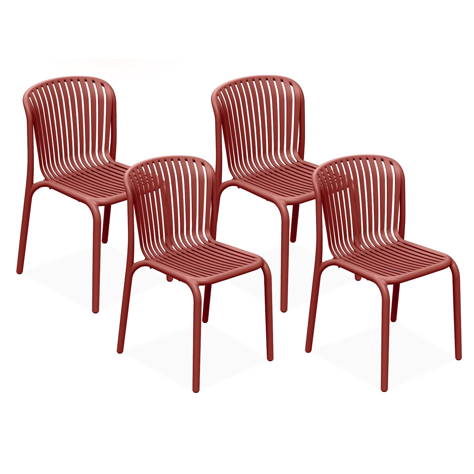 GARTENSTUHL FICCARI 4-er Set, Rot - Rot, Kunststoff (52/82.5/53cm) - KONSIMO®