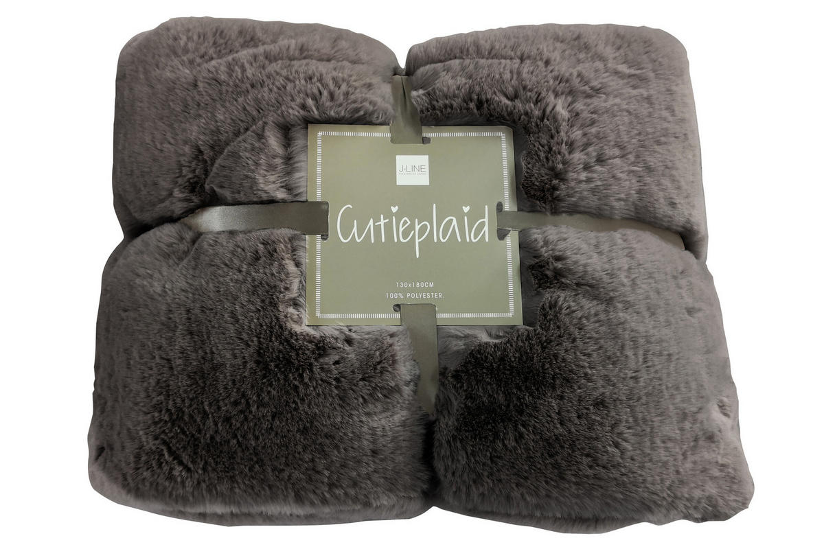 PLAID CUTIE - Plüsch - Dunkelgrau - 180/130/3 cm - Grau, Textil (130/180cm) - J-Line