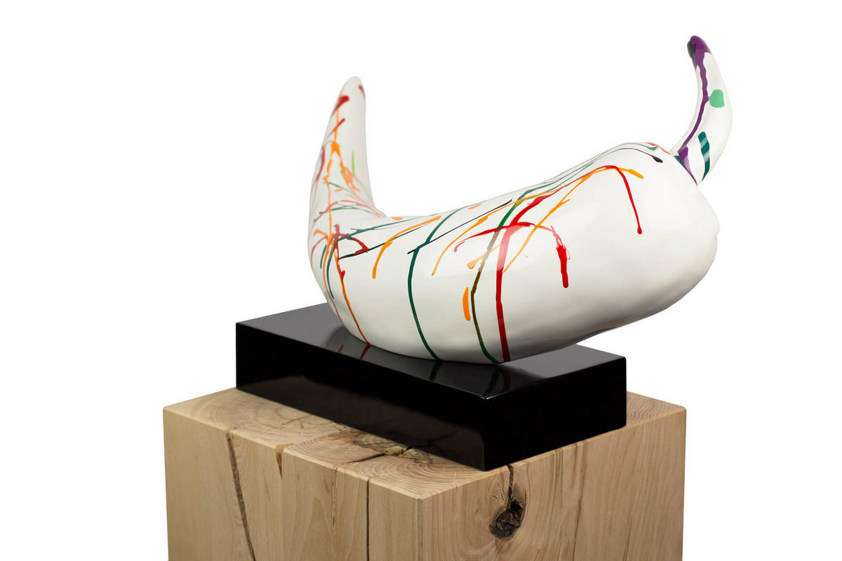 SKULPTUR Bunt 55/48 cm - Multicolor/Weiß, Stein (4.2/48/17cm) - KUNSTLOFT