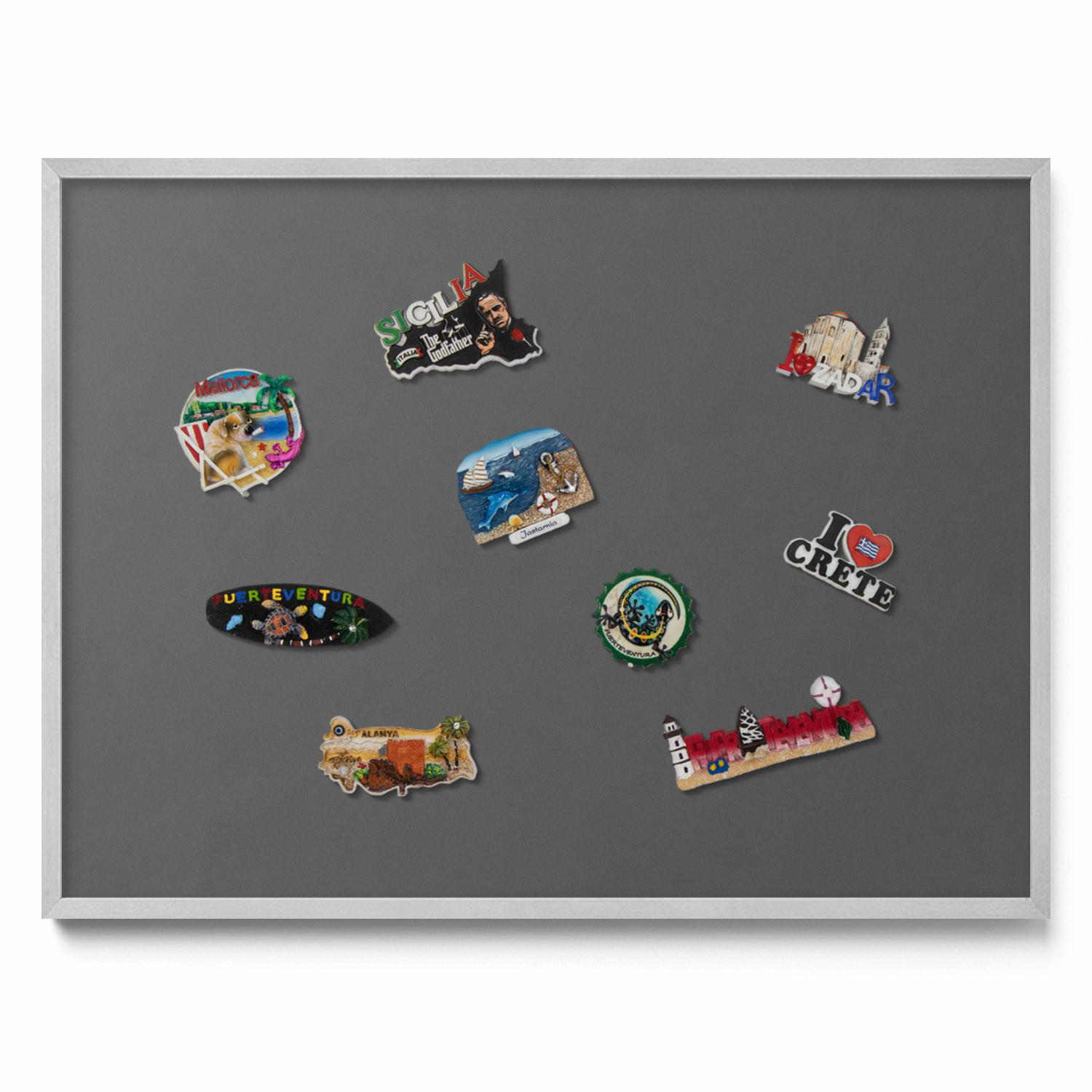 TULUP MAGNETICKÁ TABULE 80x60 cm stříbrný rám – Olivová barva
