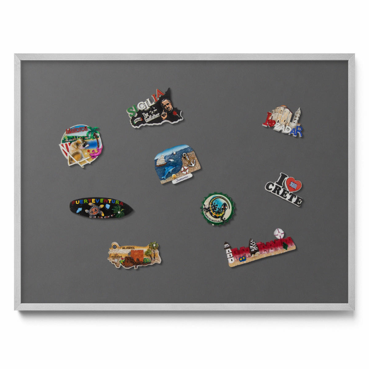 MAGNETTAFEL 80x60 cm Silberner Rahmen Dunkelgrau - Chromfarben, Metall (80/60/0.4cm) - TULUP