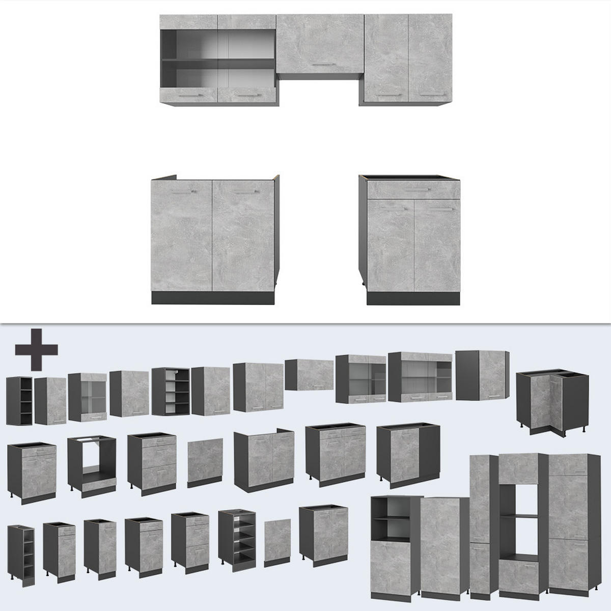 Anthrazit/Grau, Holzwerkstoff (200/81.6/60cm) - Vicco