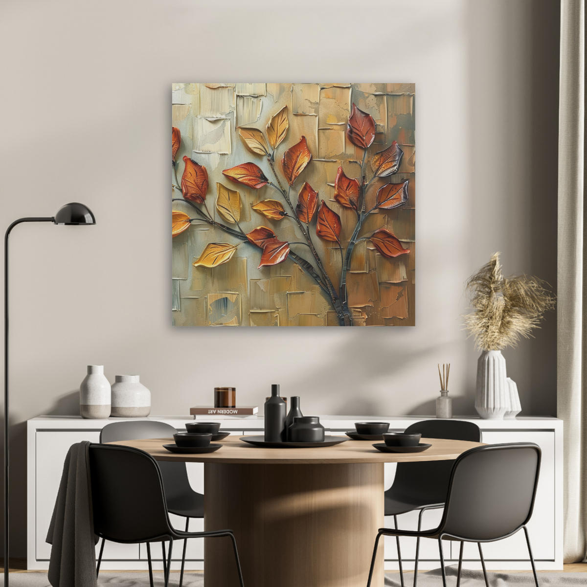 AKUSTIKBILD Baum - Abstrakt - Natur - Kunst Akustikpaneele 80x80 cm - Goldfarben, Kunststoff (80/80/0.9cm) - MuchoWow