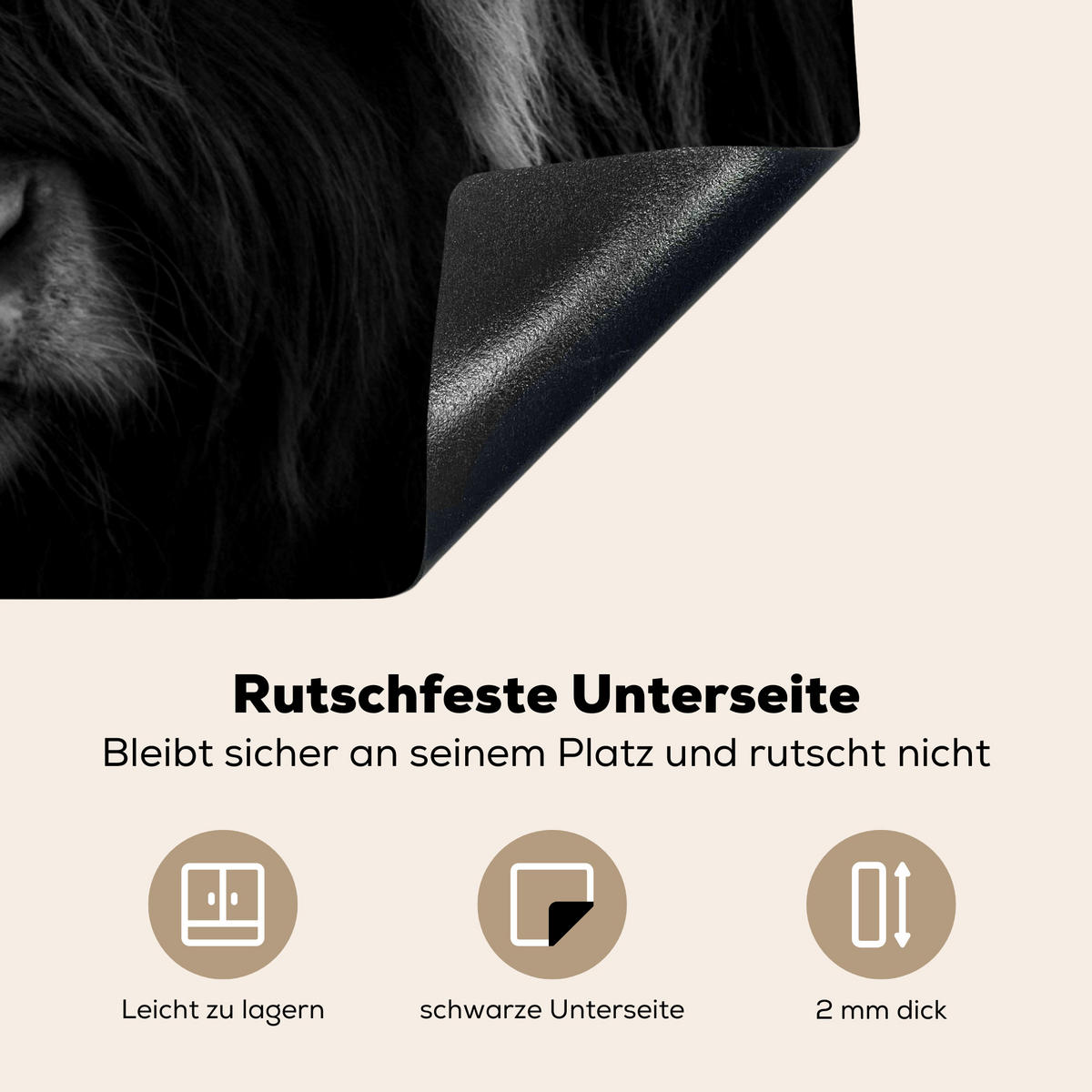 HERDABDECKPLATTE Schottischer Highlander - Kuh - Schwarz - Weiß - Tiere Herdabdeckung Induktionsfeld 70x52 cm - Schwarz, Kunststoff (70/52/0.2cm) - MuchoWow