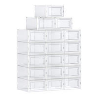 SET aus 18 stapelbaren Schuhkartons aus transparentem Kunststoff - Weiß, Kunststoff (25.2/19/35cm) - Calicosy