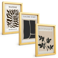 BILDER SET 3er Set - 20x30 cm Goldrahmen - Minimalistische Pflanzenposter - Goldfarben, Kunststoff (20/30cm) - TULUP