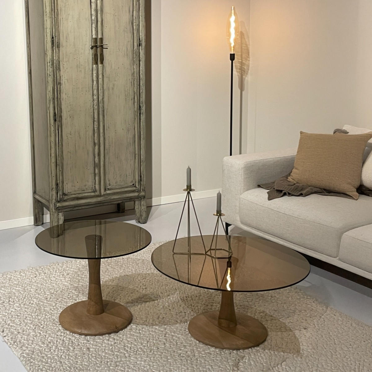 BEISTELLTISCH rund aus Glas 60cm, braun - Braun, Glas (60/60/40cm) - Livingfurn