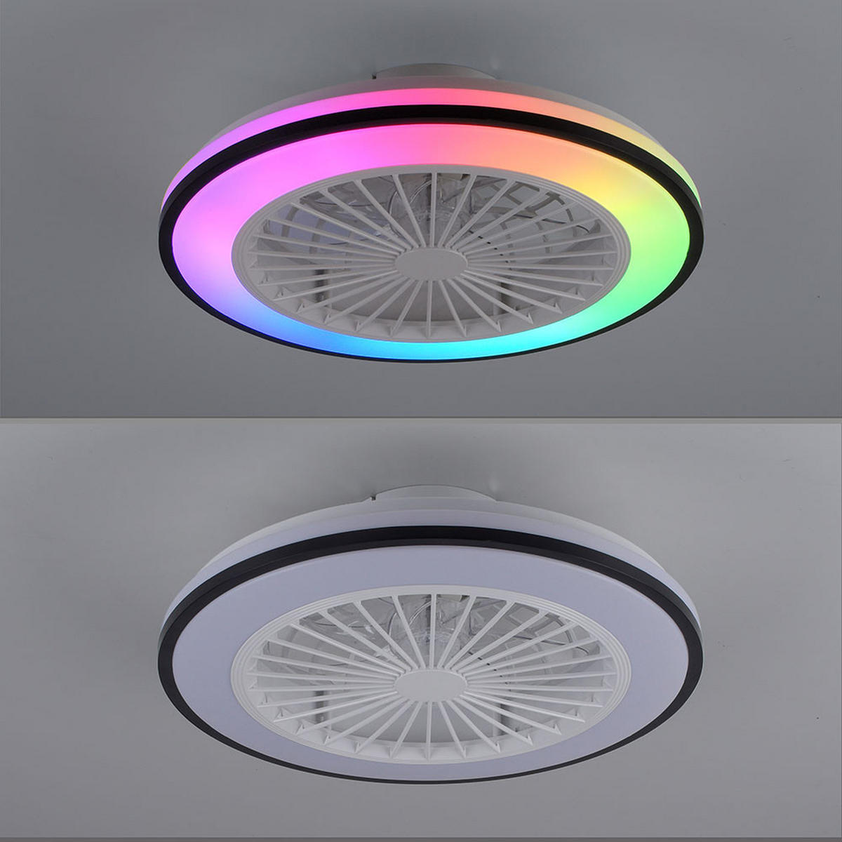 DECKENLEUCHTE LENO LED Schwarz, Ventilator - Schwarz, Metall (49/49/14.5cm)