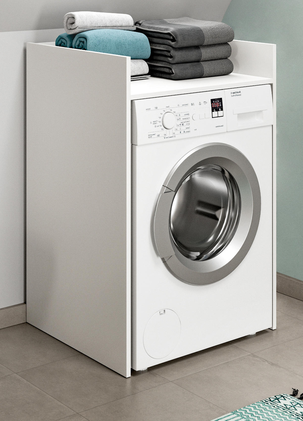 WASCHMASCHINENUMBAU weiß 66 x 101 cm, Überbauschrank mit Ablage - Weiß, Holzwerkstoff (60/101/60cm) - Inn.Furn