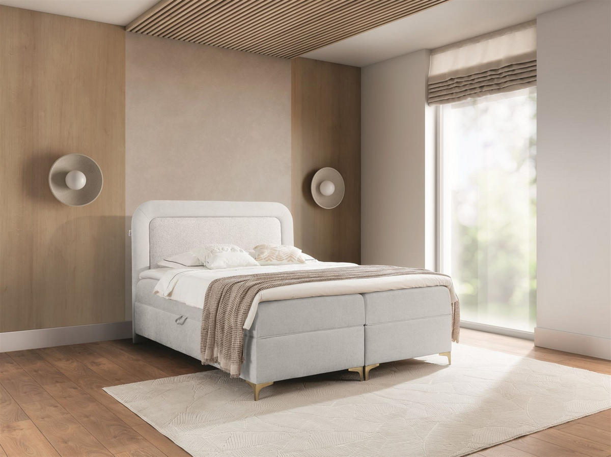 BOXBETT Willow - Hellgrau, Holzwerkstoff/Textil (180/200cm) - Fun Möbel