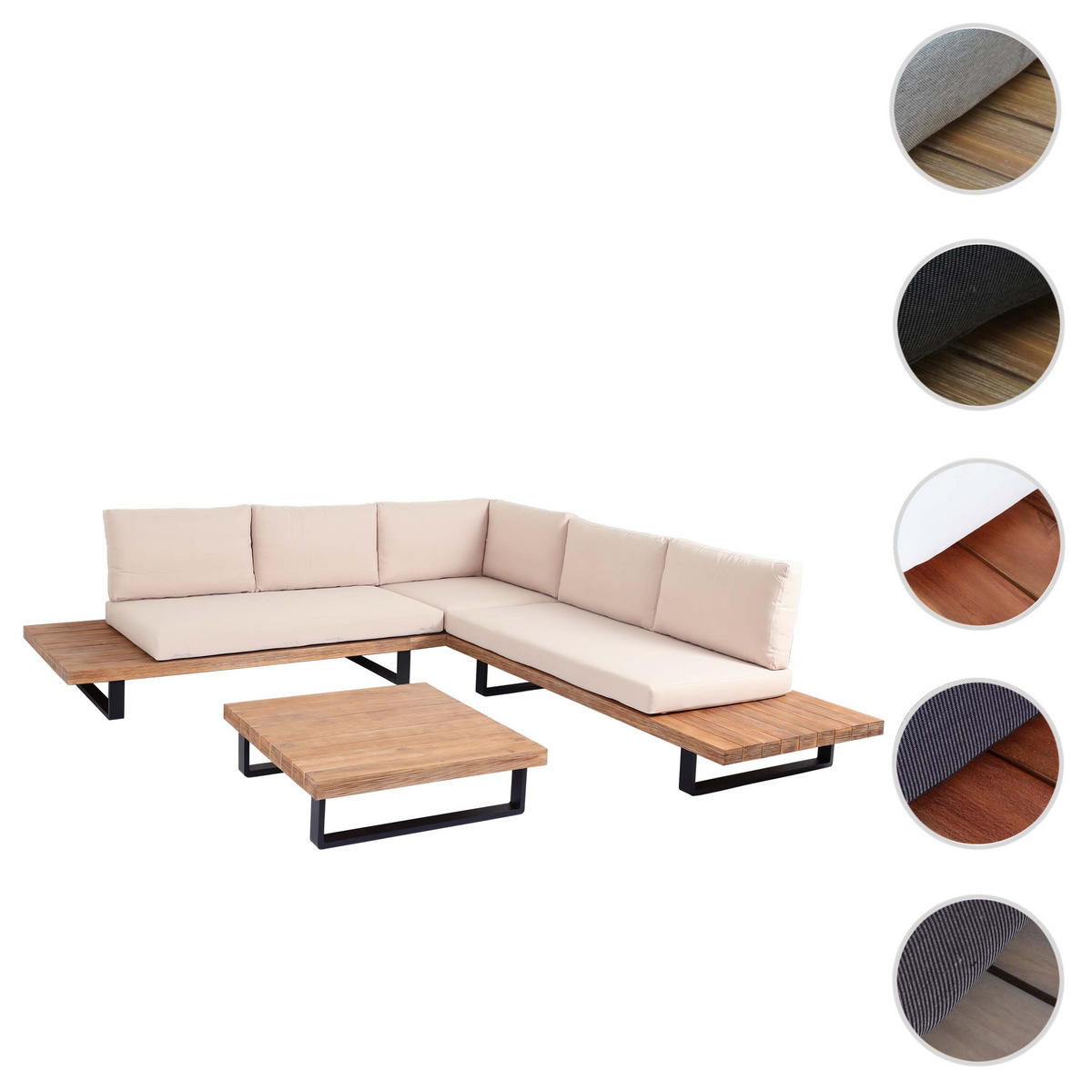 GARTEN-GARNITUR Schwarz, Braun, Beige - Beige/Schwarz, Holz - MCW