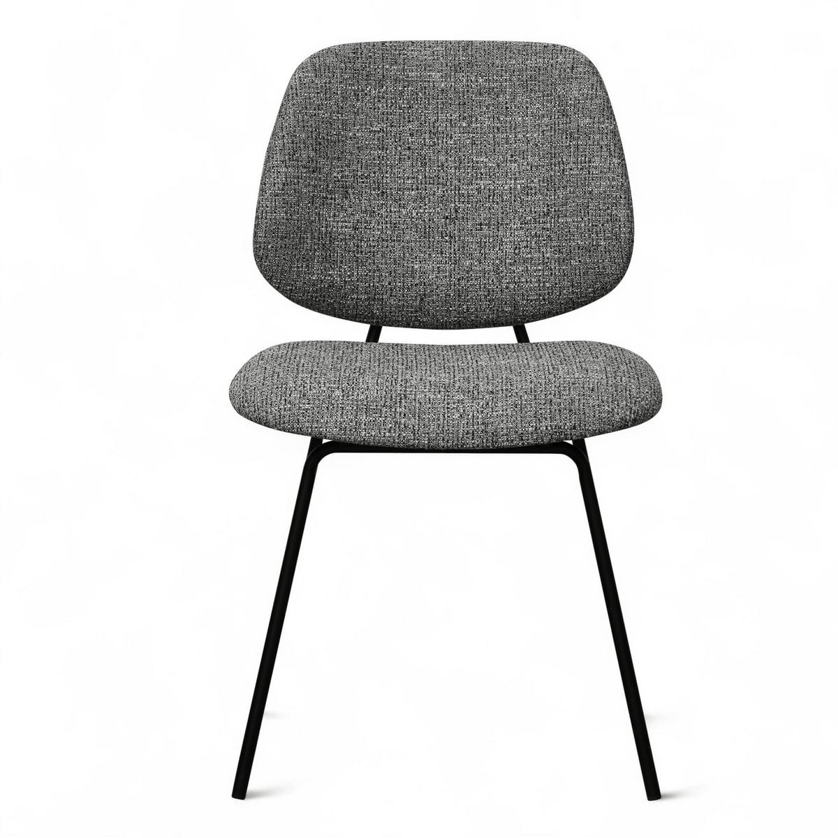 STUHL-SET 2 Stück in Teddystoff Grau - Schwarz/Grau, Textil/Metall (50/82/58cm) - Furnhouse