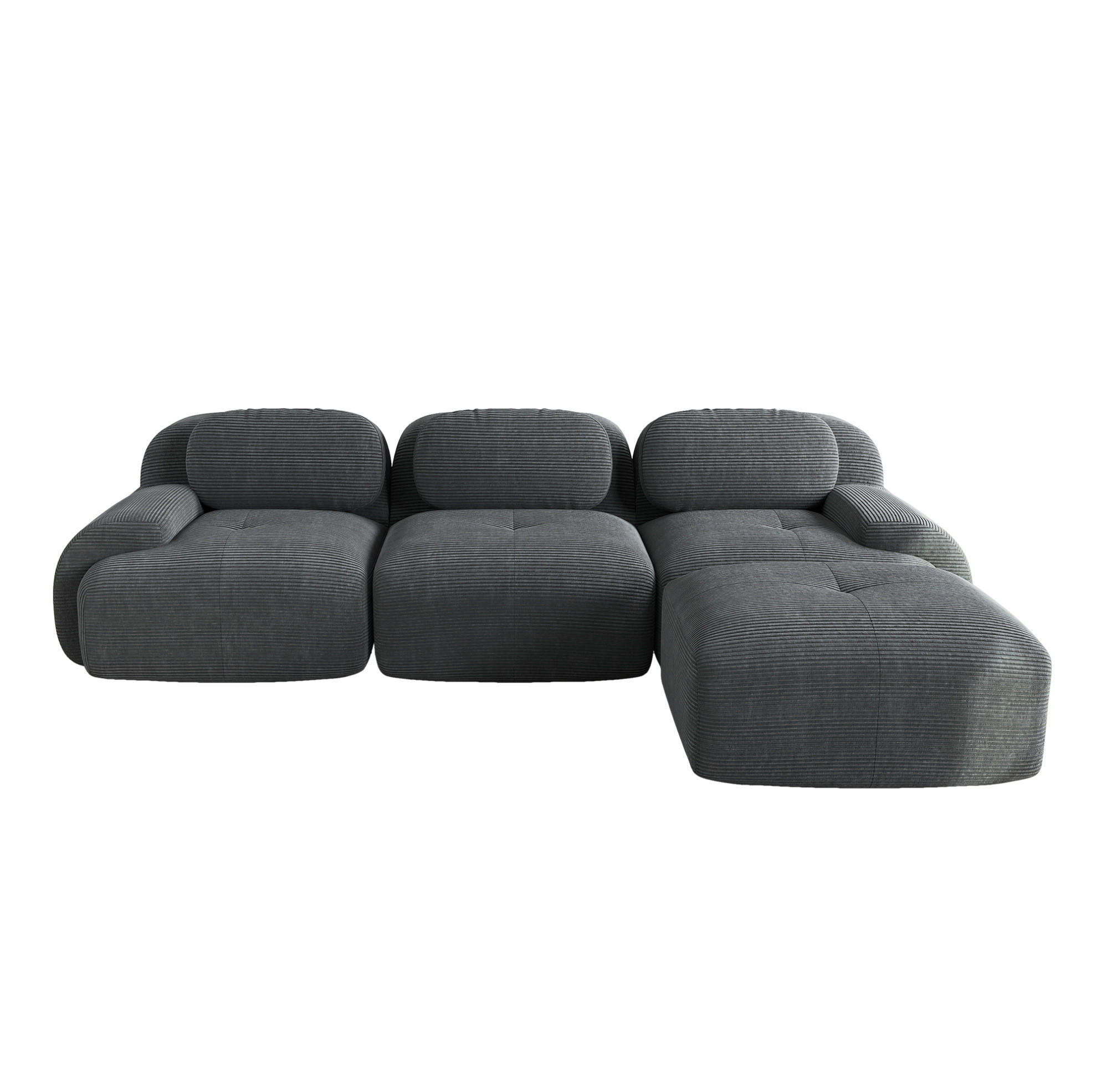 OKWISH ROHOVÁ pohovka sivá modulárna bez montáže z menčestru s ergonomickým dizajnom