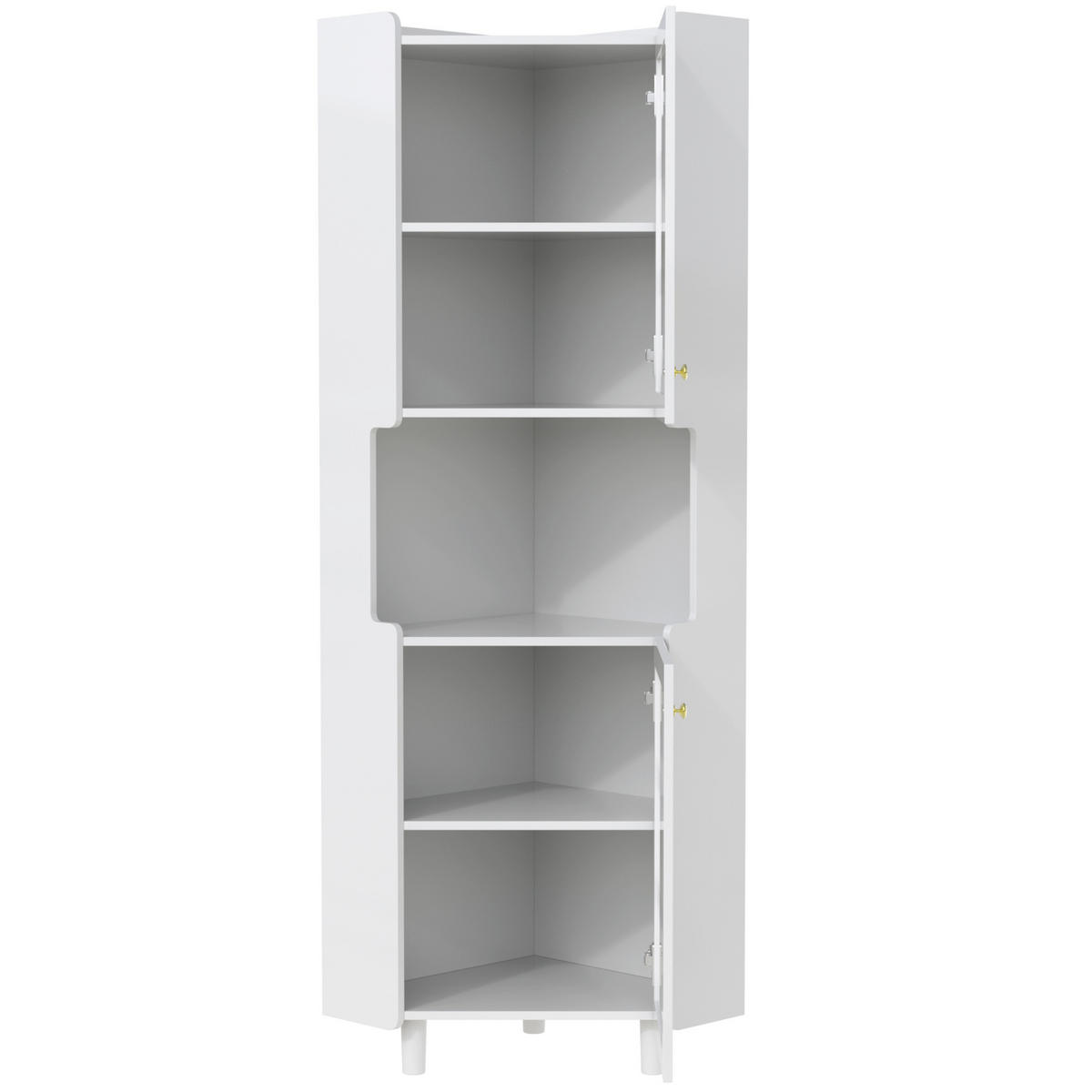 LED-ECKSPEICHERSCHRANK 63.5x17x157.5 cm Weiß aus Spanplatte mit App-LED & 3-Zonen-Storage - Weiß, Holzwerkstoff (63.5/157.5/17cm) - Modfu