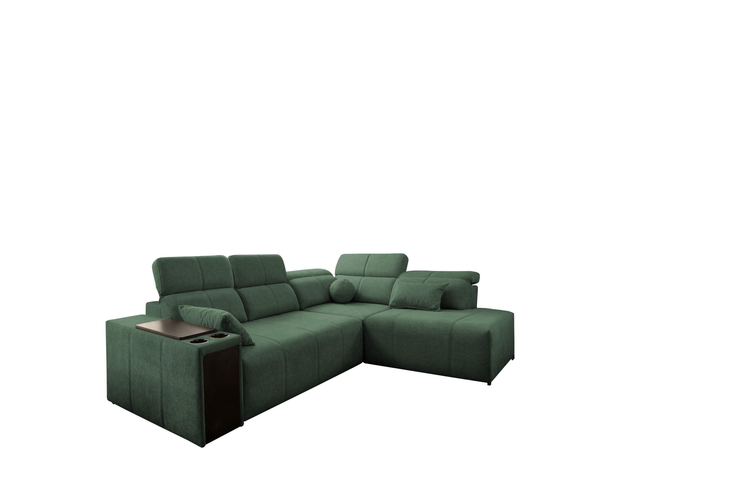ECKSOFA Mindy VII mit Schlaffunktion und verstellbarer Rückenlehne, Stoff Verita Grün Rechts - Grün, Holz/Textil (288/230cm) - Kaiser Möbel