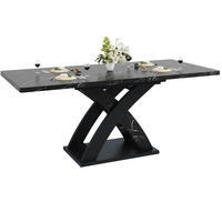 ESSTISCH 120-160x80x75 cm in Schwarz aus MDF auf X-Gestell aus Metall ausziehbar - Schwarz, Holzwerkstoff (160/80/75cm) - Modfu