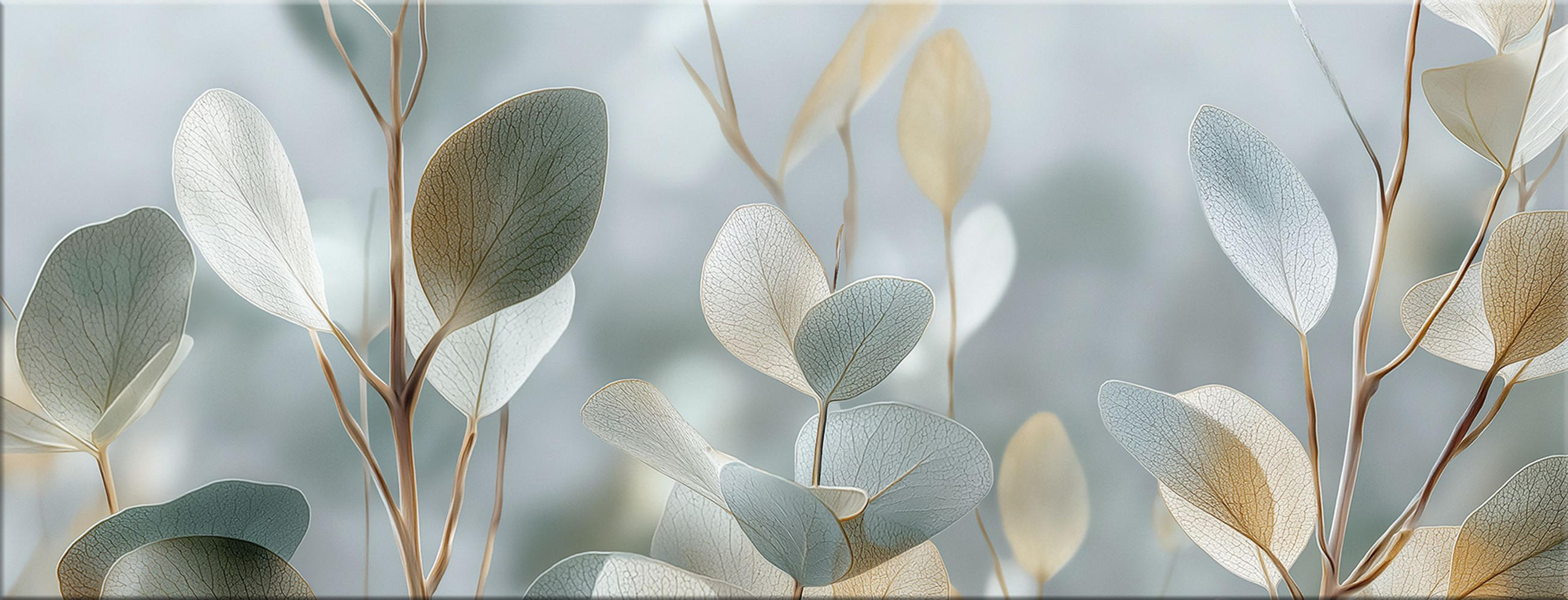 GLASBILD 80x30 cm Eukalyptus pastellgrün Natur - Beige, Glas (80/30cm) - artissimo