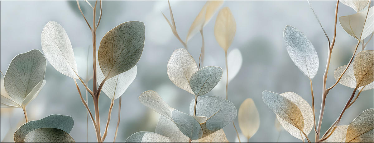 GLASBILD 80x30 cm Eukalyptus pastellgrün Natur - Beige, Glas (80/30cm) - artissimo