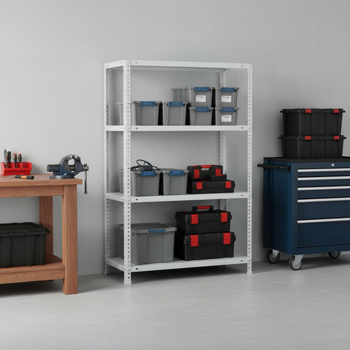 SCHRAUBREGAL PANDA MID | HxBxT 150x90x30cm | 4 Fachböden | Fachlast 75kg | Weiß - Weiß, Metall (90/150/30cm) - PROREGAL