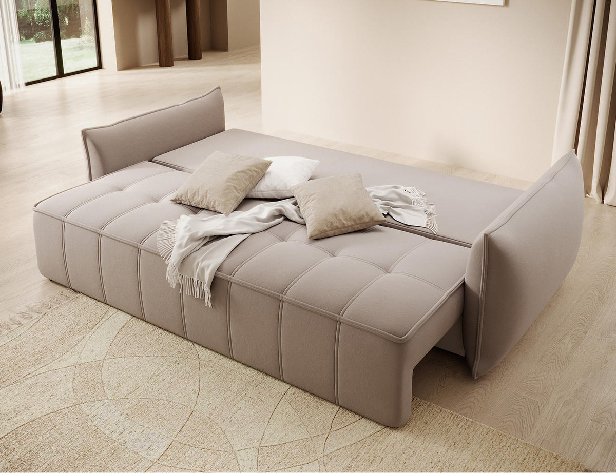 SCHLAFSOFA WELSH - Beige (SOLA 18) - Beige, Holzwerkstoff (242/94/106cm) - Möblo