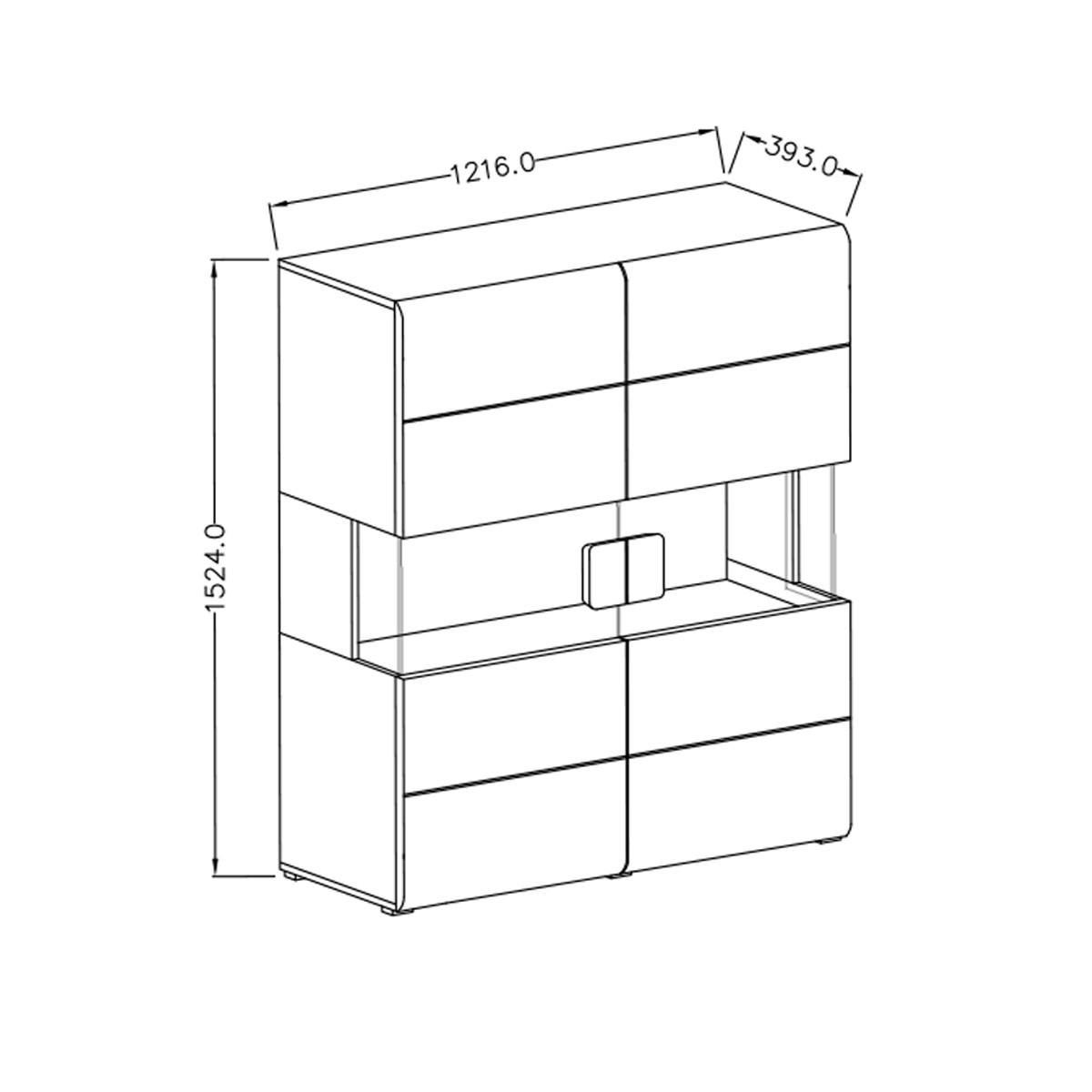 VITRÍNA Jules Šedá a dřevo - šedá, kompozitní dřevo (122/152/39cm) - Petits-meubles