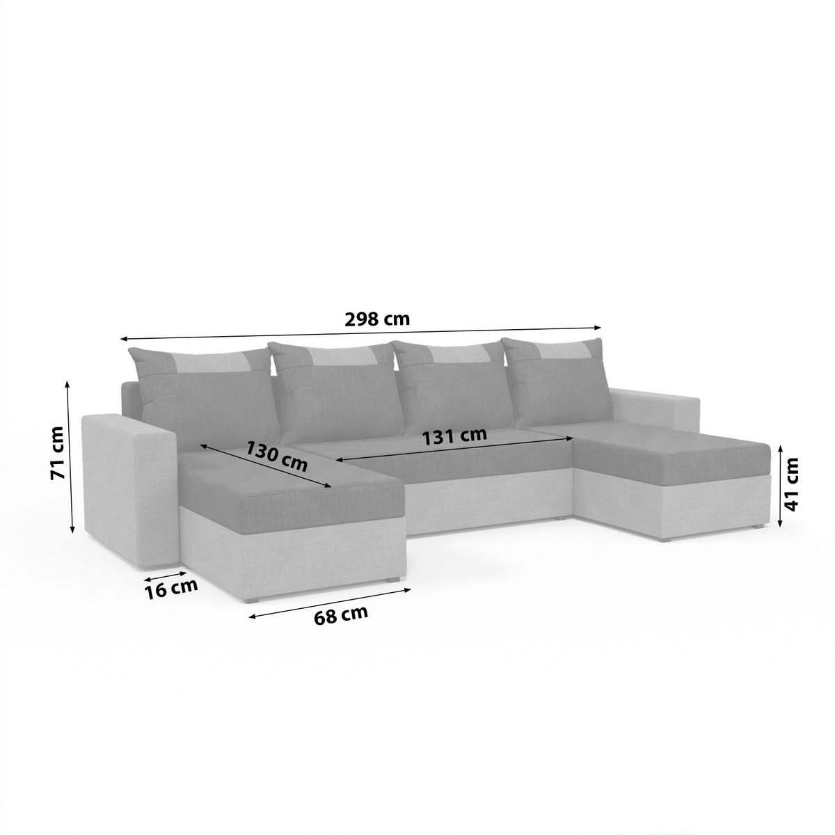 WOHNLANDSCHAFT mit Schlaffunktion Radlach, Schwarz+Grau - Grau, Textil (298/85/207cm) - Fedve