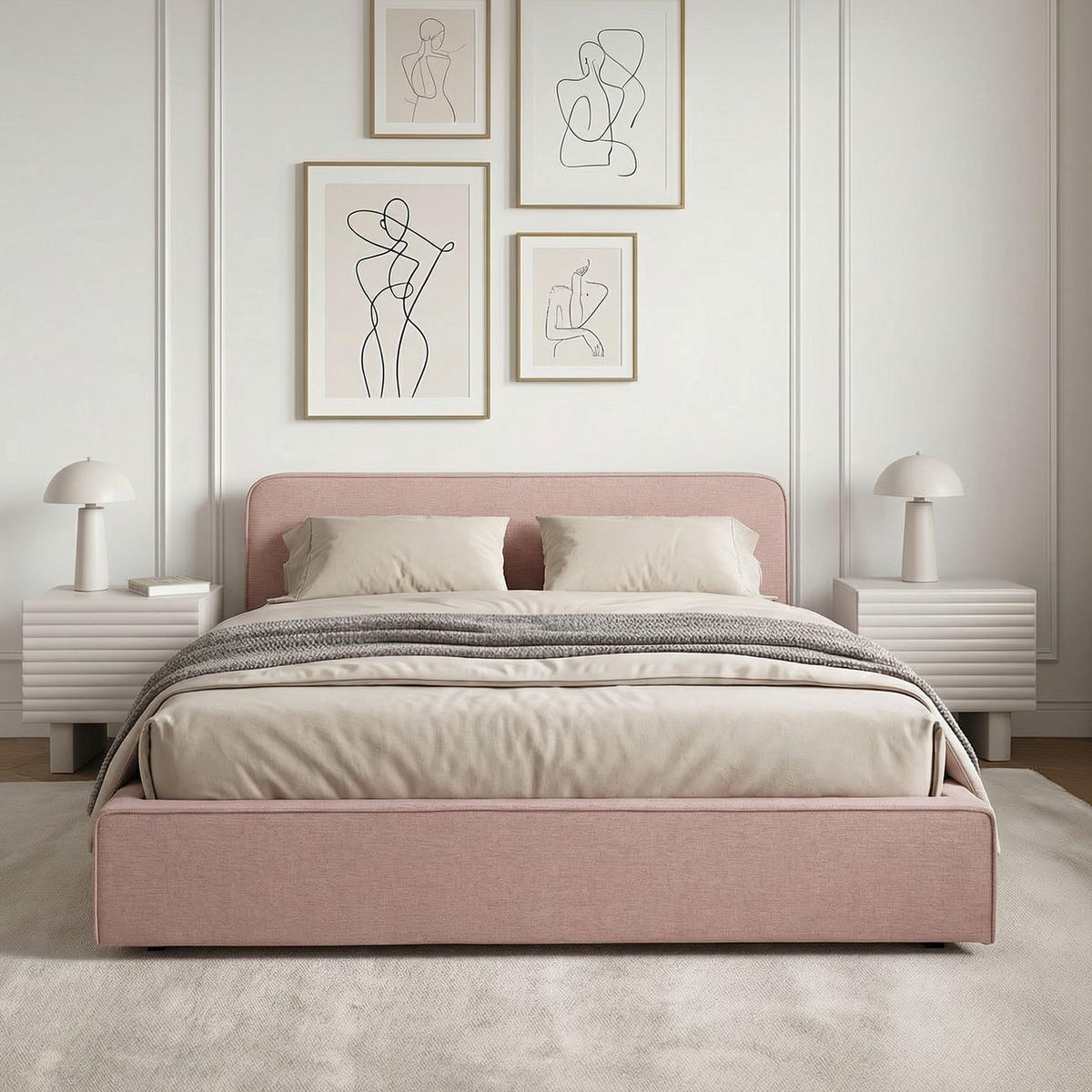 POLSTERBETT MARINI 140X200 CM - Altrosa, Textil (140/200cm) - IDIMEX