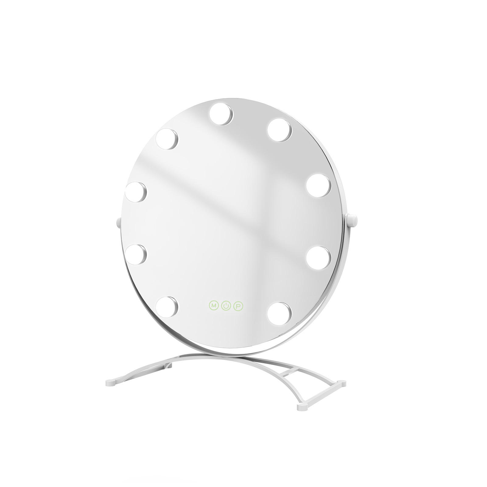 KOSMETIKSPIEGEL Rund mit Beleuchtung, Weiß, Ø40 cm - Weiß, Glas (40/16/40cm) - EMKE