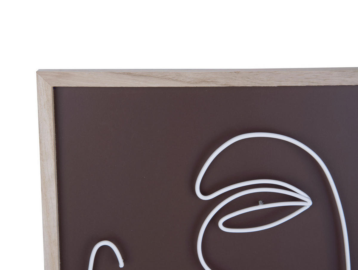 WANDDEKORATION Metall Gesichtsmotiv Art Line - Braun, Holzwerkstoff (27/38/38cm)