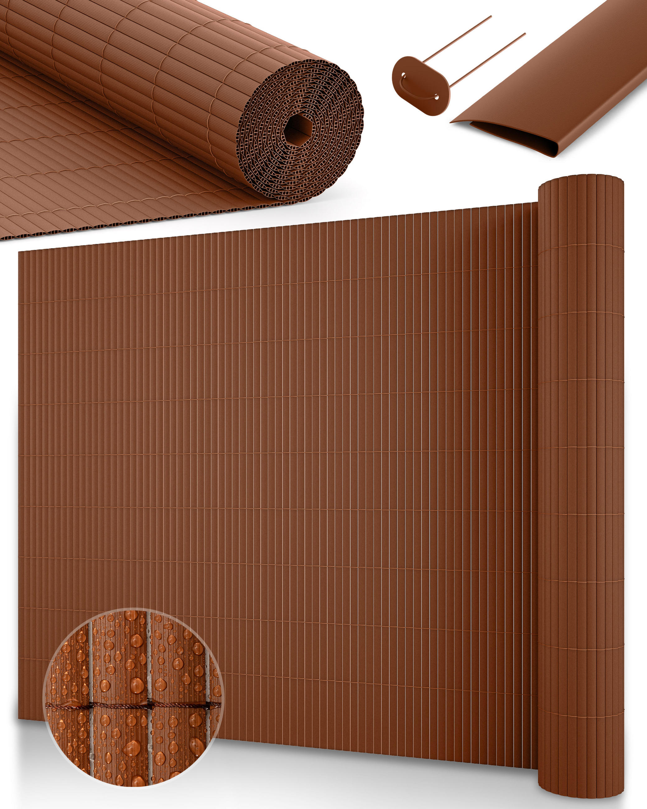 SICHTSCHUTZZAUN SolVision P12 90x300cm PVC Braun - Braun, Kunststoff (300cm) - Sol Royal