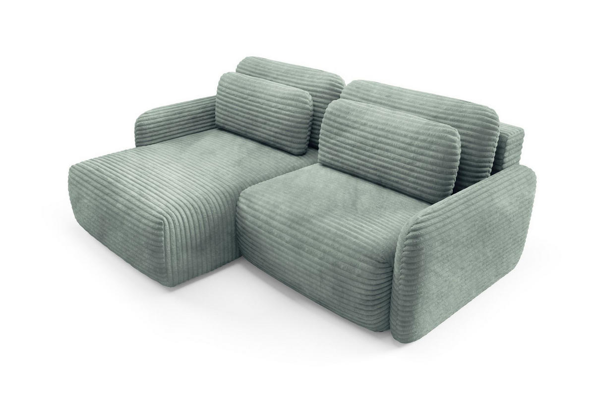 ECKSOFA Simone Mit Schlaffunktion - Grün, Holzwerkstoff/Textil (240/165cm) - Fun Möbel