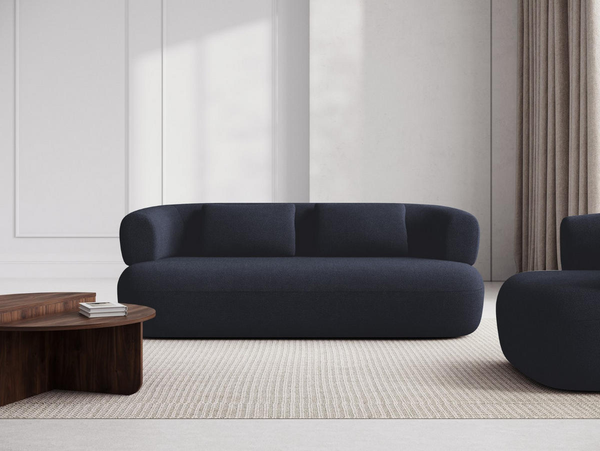 SOFA Jenny aus Boucle dunkelblau 3 Sitzplätze - Dunkelblau, Textil (90/73/178cm) - Micadoni