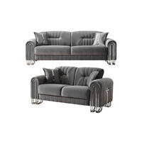 SITZGARNITUR Bogota, Grau Stellvariante 3+2 - Grau, Holzwerkstoff/Metall (240/87/98cm)