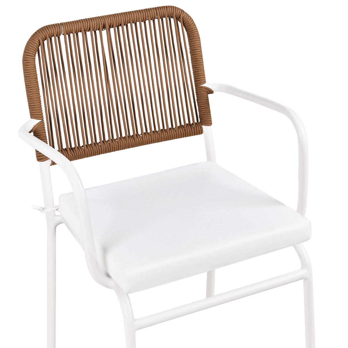 GARTENSTUHL 8er-Set Weiß Taceno - Weiß/Braun, Metall (46/82/52cm) - Beliani