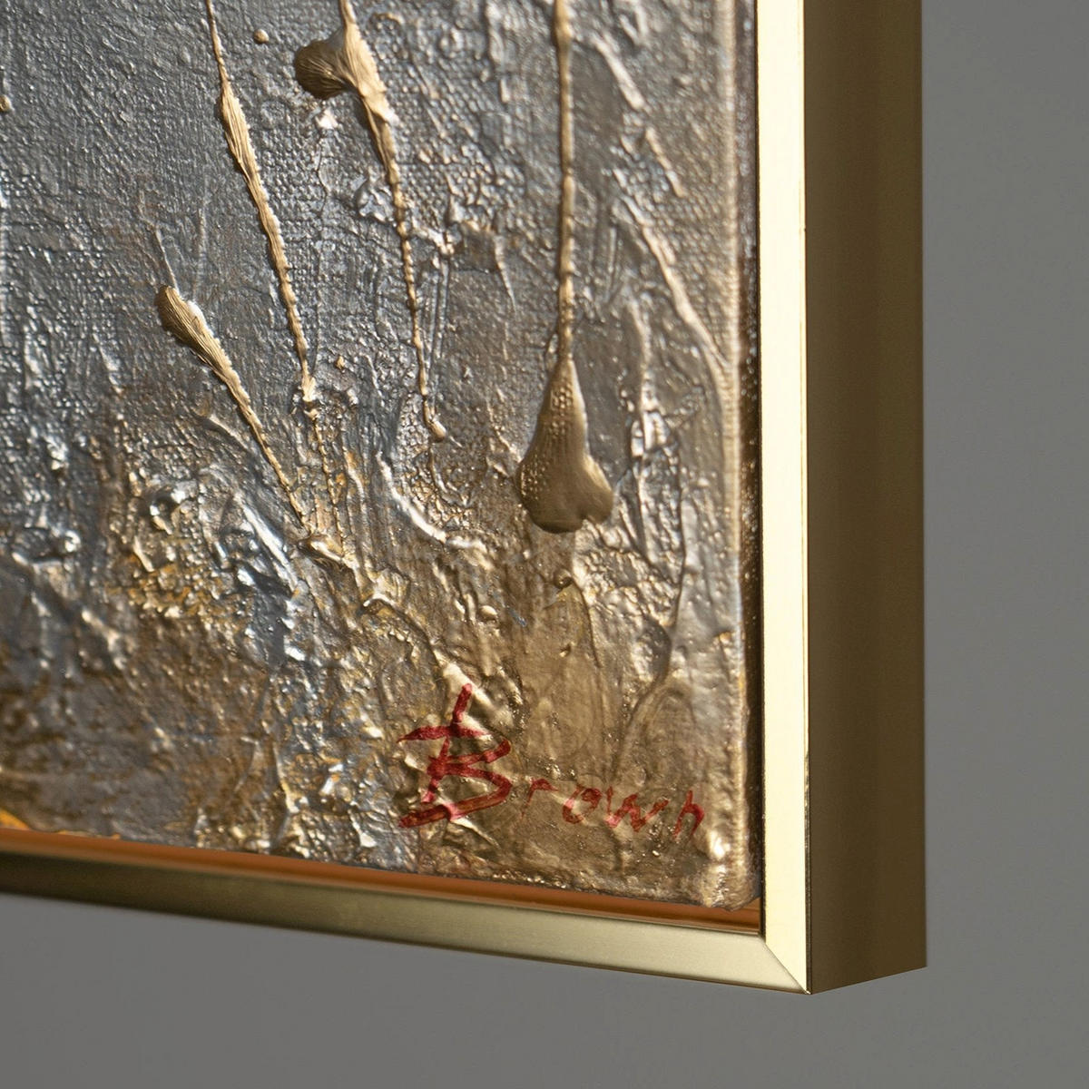 GEMÄLDE Frühlingsduft Schattenfugenrahmen Gold 200x100 cm - Goldfarben, Holz (200/100cm) - YS-art gallery