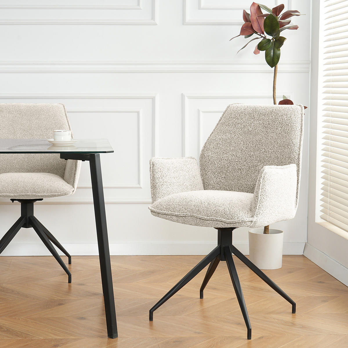 DREHBARER ARMLEHNENSTUHL - Hellgrau, Textil/Metall (58/90/60cm) - home24