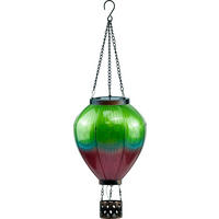 LED-SOLAR Laterne Heißluftballon Metall-Kunststoff Ø19x58cm Grün Lila XL - Multicolor, Kunststoff (19/19/58cm) - Northpoint