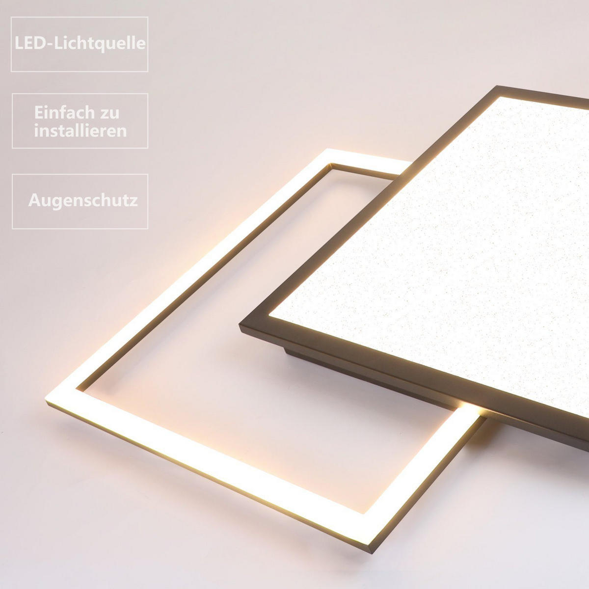 LED-DECKENLEUCHTE Carl 53/53/5 cm - Schwarz, Metall (53/53/5cm) - Nettlife